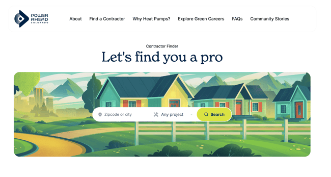 Power ahead colorado contractor finder landing page